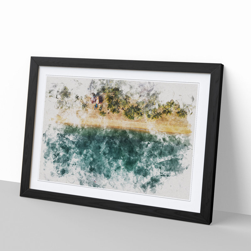 The Fishing Boat Watercolour - Picture Frame Graphic Art, Black Framed, 65cm H x 90cm W x 2cm D