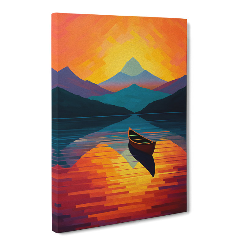 Boat On A Lake Colour Field - Wrapped Canvas, 60cm H x 40cm W x 3cm D