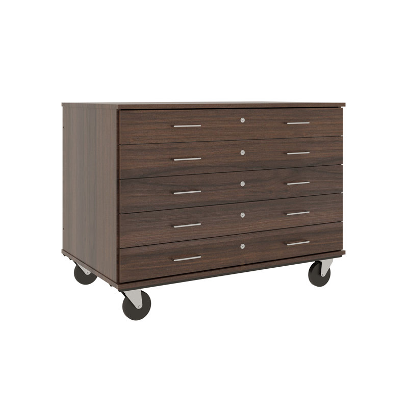 Armoire mobile à 5 compartiments avec roulettes, H 36 po x l 48 po x P 29 po, Noyer sépia
