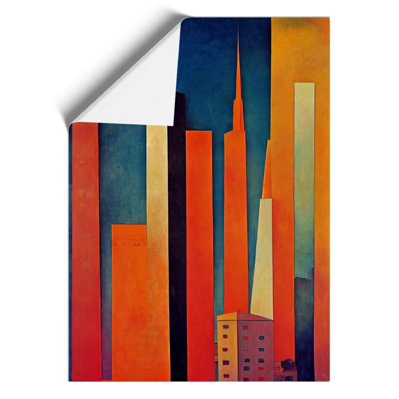 City Skyline Painting - Wall Art, Paper, 29.7cm H x 21cm W, No Matte