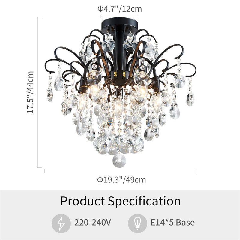 Fragoso Semi Flush Mount, Matt black/Silver Colors