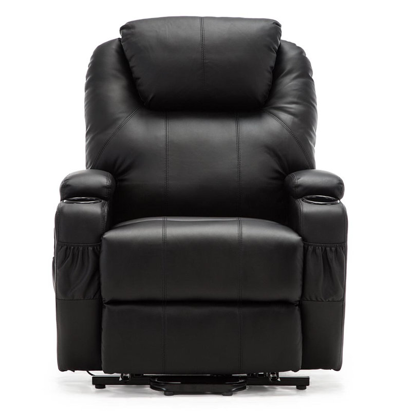 86cm Wide Lift Assist Home Theatre Recliner with Massager, Black, Dual Motor Lift Assist