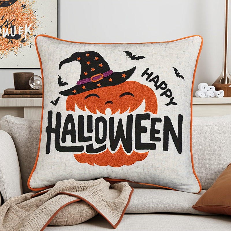 Coussin Happy Halloween Pumpkin Witch