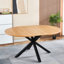 Table extensible avec plateau et pieds en métal pour les zones de travail de salle à manger, 120 / 160X120x75cm, finition chêne teinté, pieds de bureau faciles à assembler, Aura naturelle, installation rapide