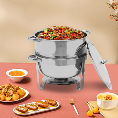 14.2Qt Gold Stainless Steel Round Chafing Dish with Lid