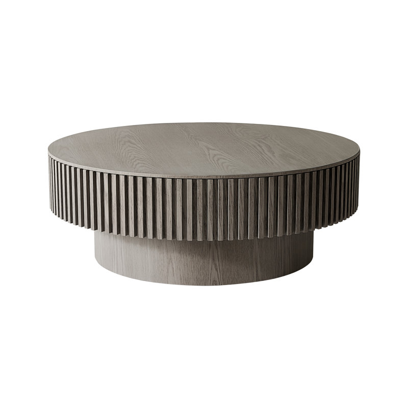 Round Coffee Table With Storage, 14" H x 39.37" L x 39.37" W, Gray