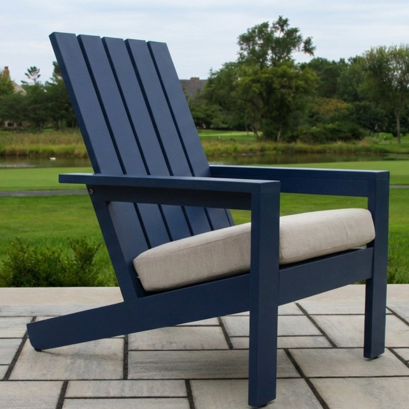 Rhys Blue Aluminum Adirondack With Sunbrella Cushion, Blue