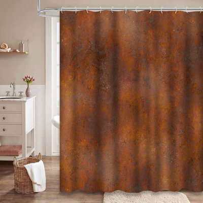 Rideau de douche imperméable rustique en métal vieilli avec 12 crochets