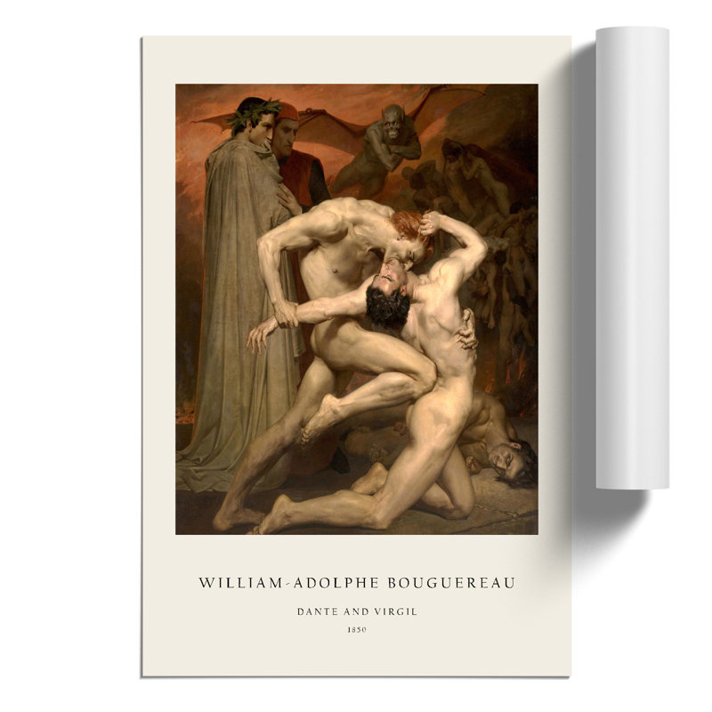 Dante And Virgil by William-Adolphe Bouguereau - No Frame Painting, 42cm H x 30cm W x 0.1cm D