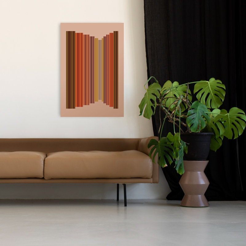 Impression d'art contemporain abstrait géométrique chaleureux, 48" H x 32" W