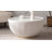 Modern Round Coffee Table, 27.55" Bowl Shaped Fluted Coffee Table with White Top & PU Leather Covered & Gold Metal Base Modern Coffee Cocktail Center Tables for Living Room-1686162084