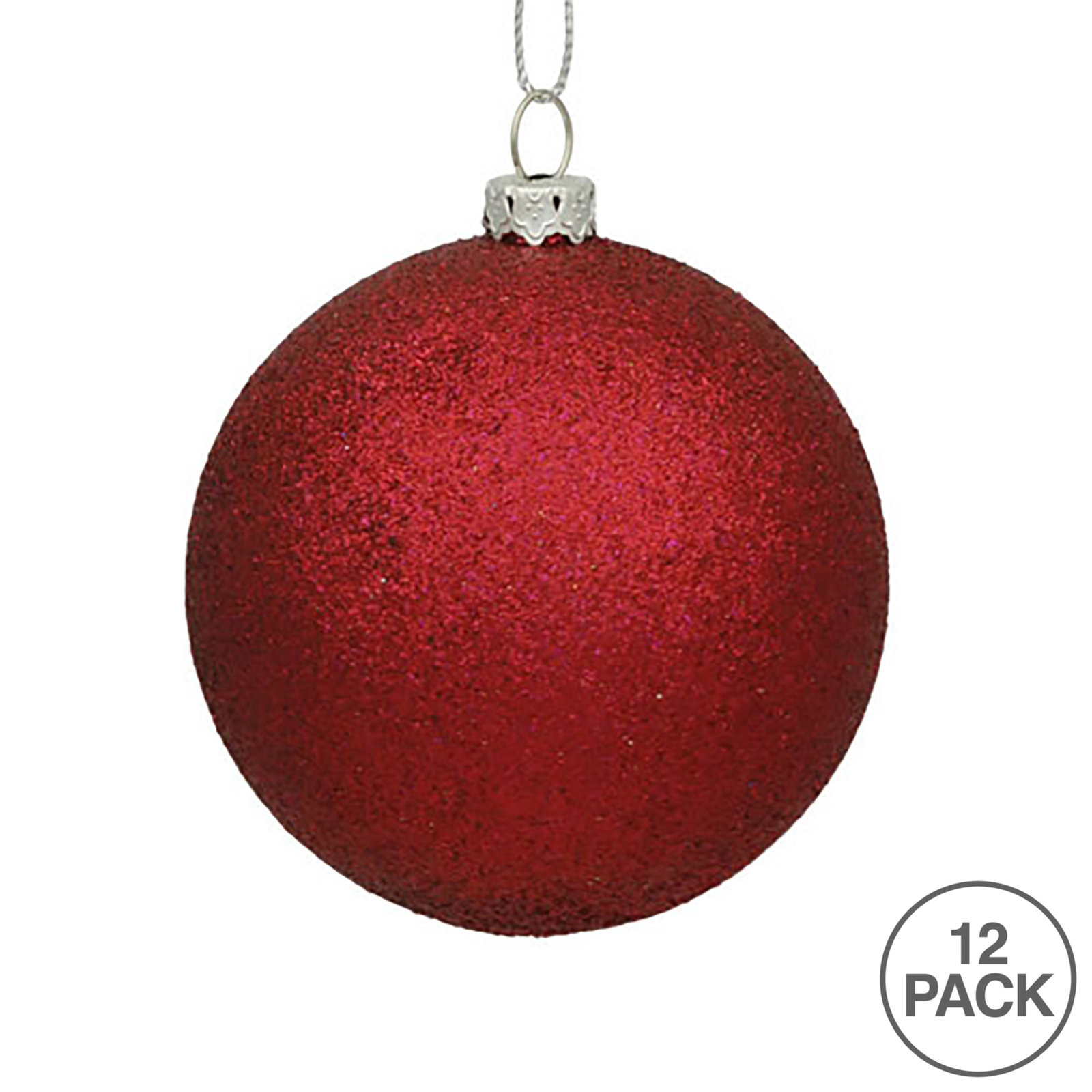 Holiday Décor Ball Ornament, 3" H x 3" W x 3" D, Wine Glitter