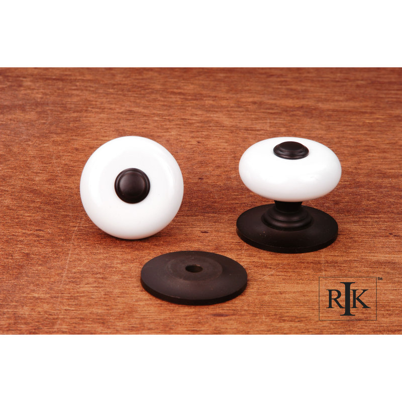 CK Series Diameter Mushroom Knob, White / Oil Rubbed Bronze, 1.25" H x 1.25" W x 1.38" D
