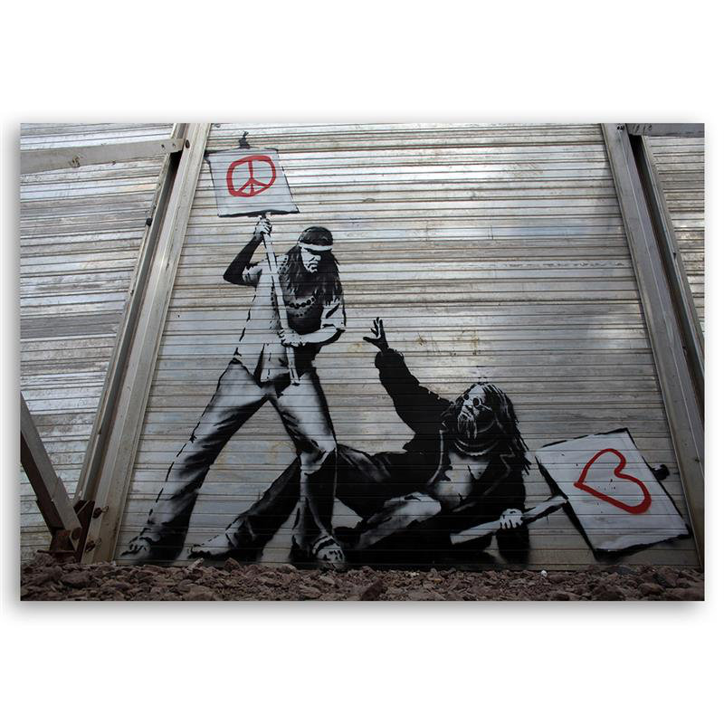 Leinwandbild Fighting Demonstrators von Banksy