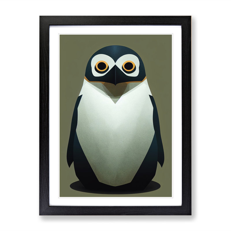 XV1022-4698X Tiny Penguin - Print, Black Framed, 66cm H x 48cm W, White