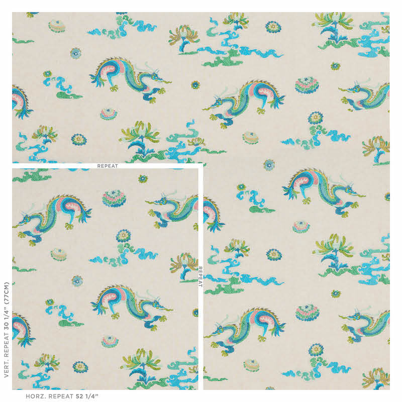 Tissu de broderie Hanlun Dragon, Naturel