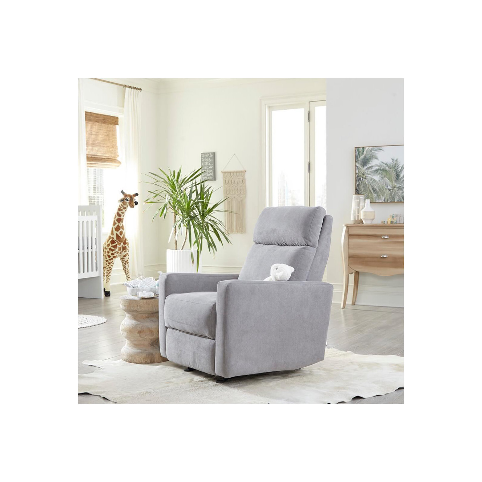 Nurture& The Glider Premium Power Recliner Nursery Glider Chair with Adjustable Head Support, Gray