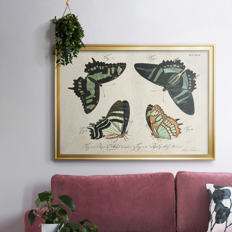 «Crackled Butterflies III», reproduction d'art sur toile, H 30 po x l 44 po x P 1,5 po, Or