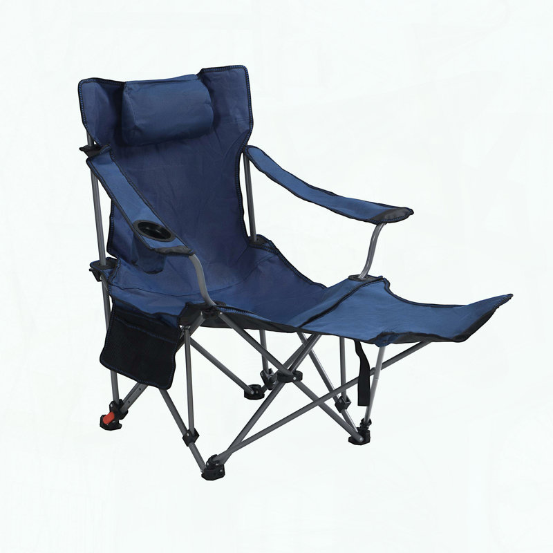 Outdoor Camping Chair – Adjustable Reclining (3 Levels) – Cup Holder & Side Pocket – Dark Blue, Dark Blue