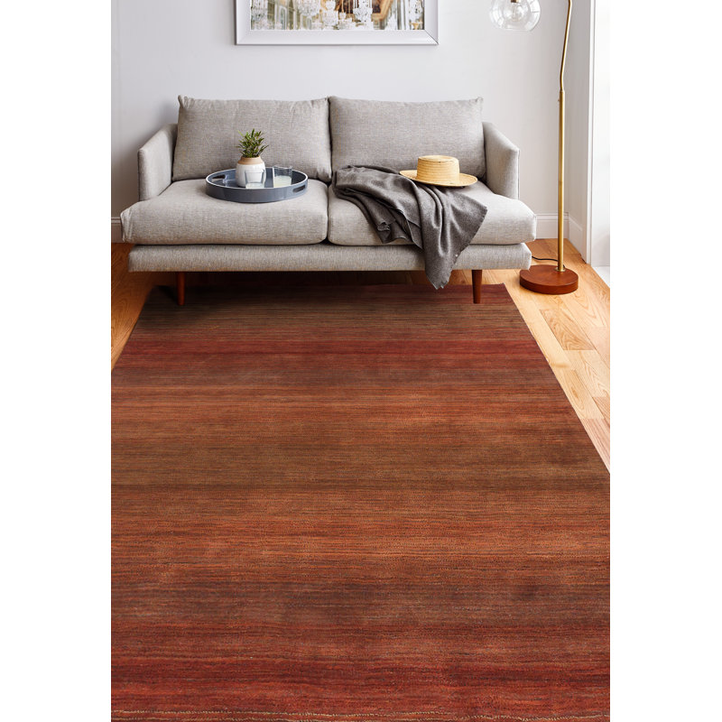 Burnt Orange Handmade Tufted Wool Rectangular Area Rug