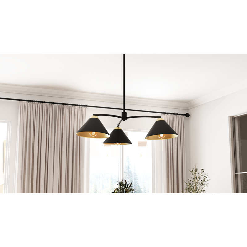 Alterma 3-Light Matte Black Chandelier