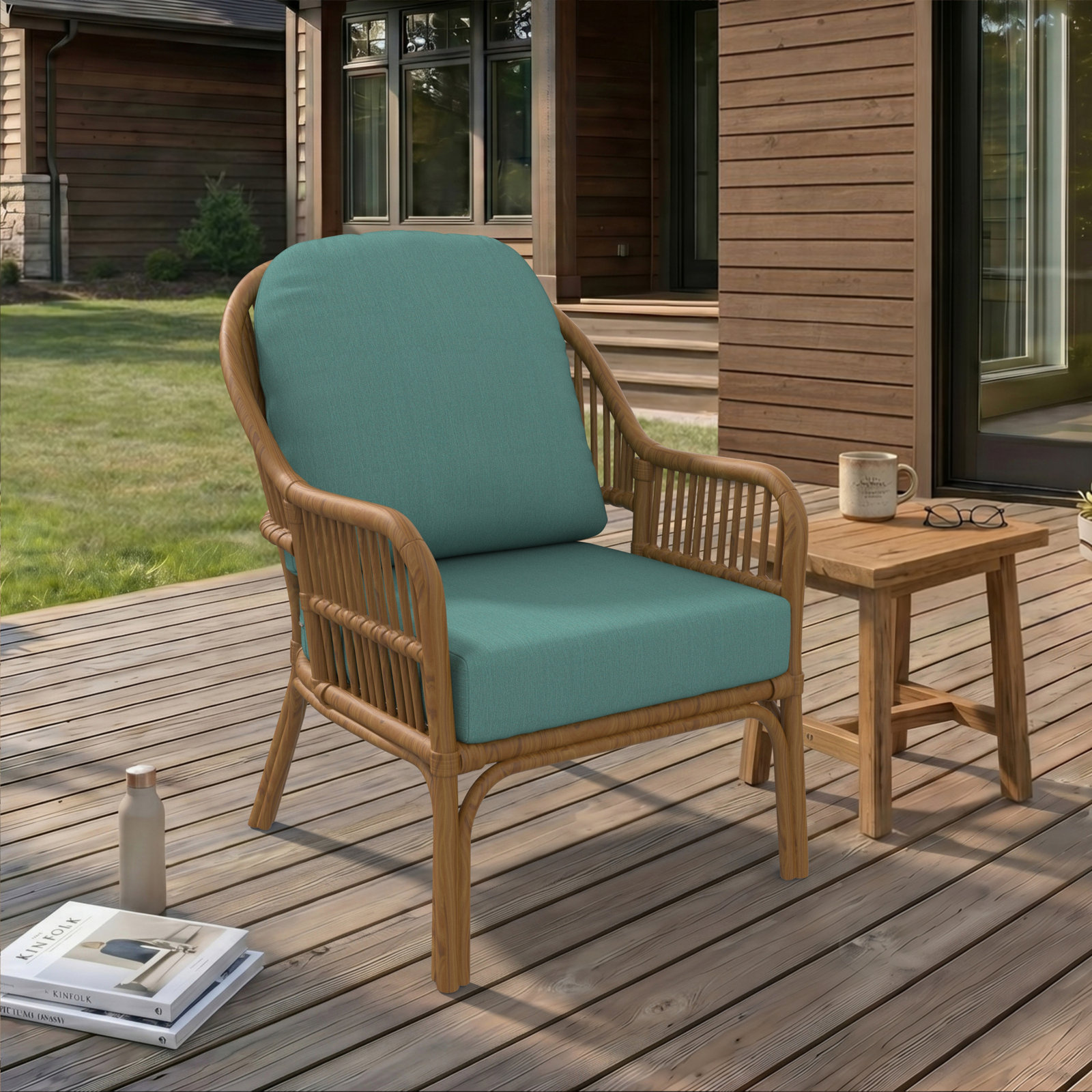 Amala 22" Sunbrella® Seat and Back Cushion, Cast Breeze Sunbrella® Plainweave