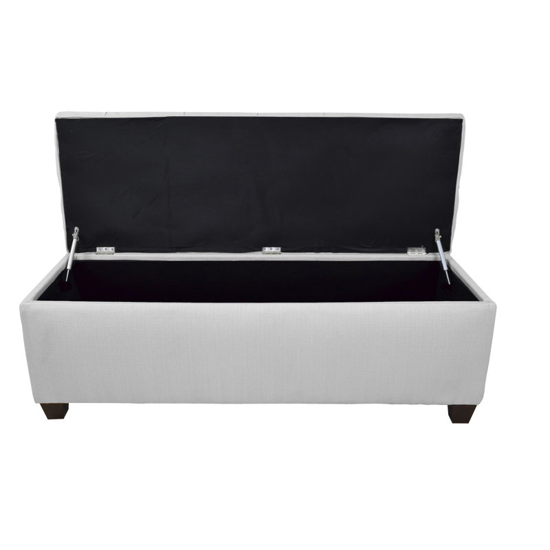 Hearns Polyester Blend Upholstered Storage Bench, Silver