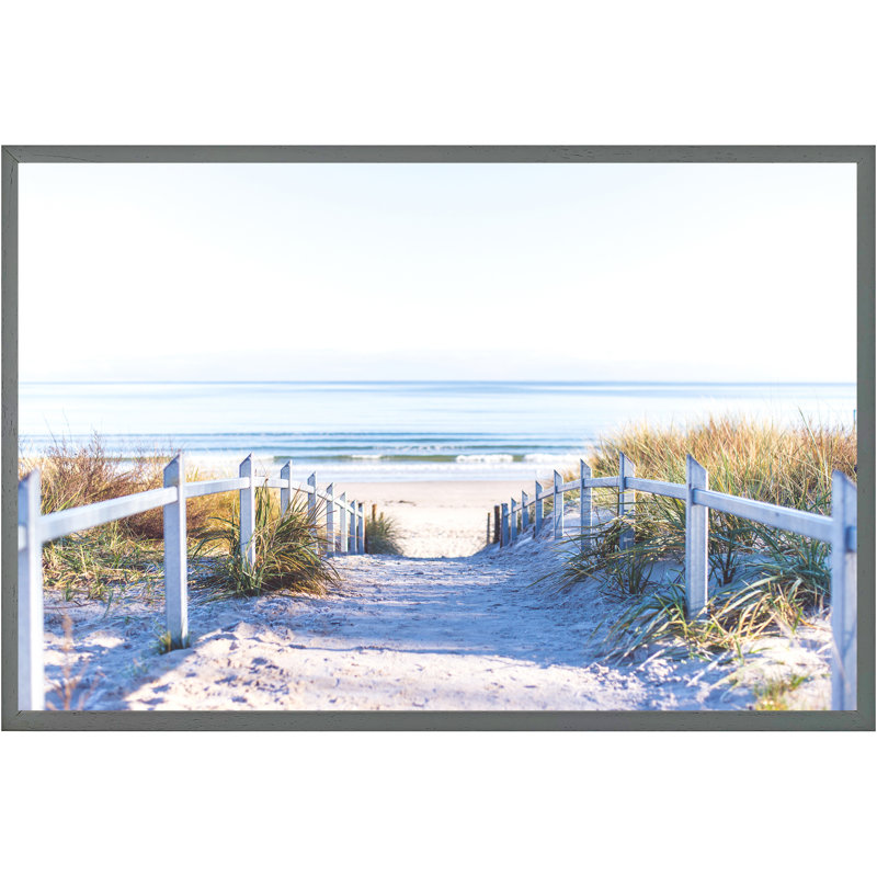 Delvalle Path to the Beach at Baltic Sea 1 Piece Single Picture Frame Wall Art, 76cm H x 114cm W x 4cm D, Grey Framed