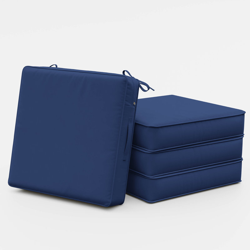 22”x22”x4“ Outdoor Seat Cushions High-Resilience Foam Chair Cushion with Handle and Non-Slip Bottom, Blue