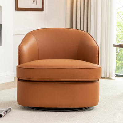 Faux Leather Swivel Barrel Chair