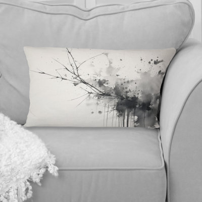 Black And White Pure Serenity I - Abstract Minimalism Printed Throw Pillow