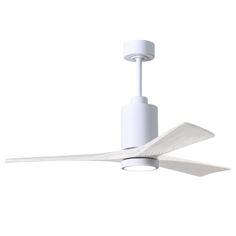 Patricia LED Downrod Ceiling Fan, 52", Matte White, Gloss White
