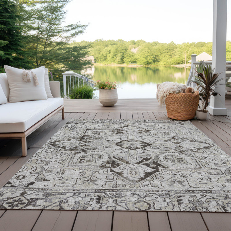 Tapis intérieur / extérieur Queenie avec envers antidérapant, Rectangle 10 pi x 14 pi