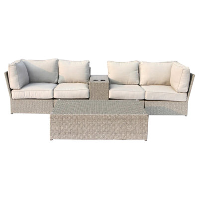4-Seat Outdoor Wicker Conversation Set With Cushions – Fully Assembled