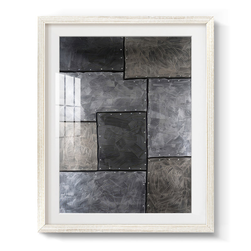Steel Plates II - Impression encadrée, Blanc