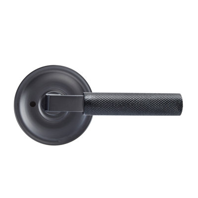 Bravura 846-0 Knurled Privacy Lever on Traditional Round Rose in Matte Black