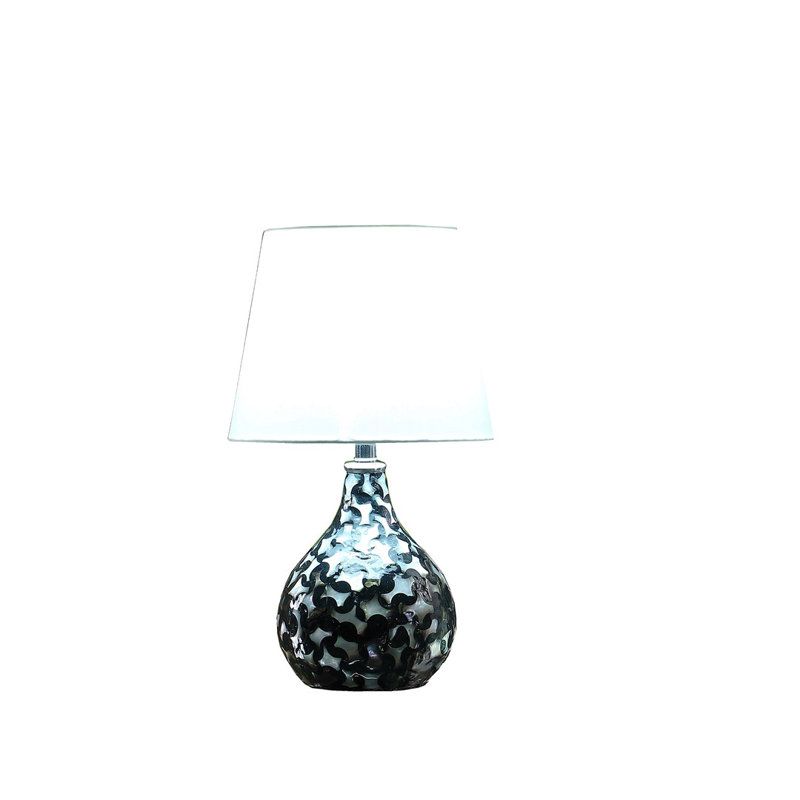 11.5" In Modern Black Seashell Swirl Pattern Mini Polyresin Table Lamp, Table Lamp