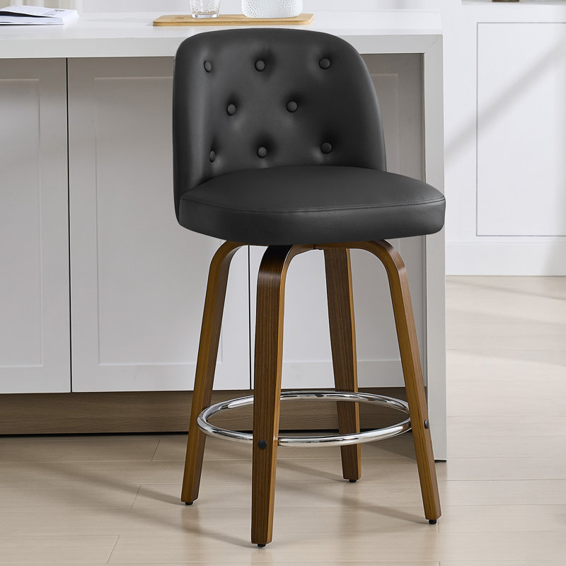 Swivel Upholstered Counter & Bar Stool, Black, 1, Counter Stool (26" Seat Height)