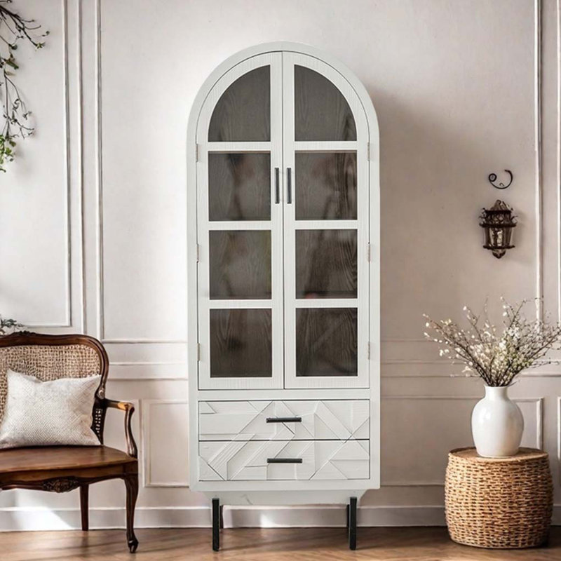 Vitrine française en bois massif avec porte en verre