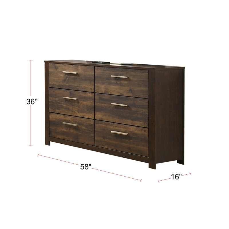 Commode 6 tiroirs en bois brun