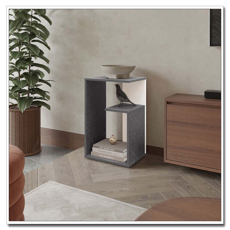 Table d'appoint avec rangement ouvert brun foncé et wengé, Brun foncé / wengé