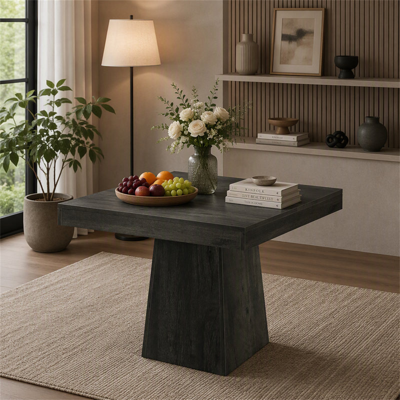Table de salle à manger 31,5 ", table de ferme carrée pour 4 personnes, Noir, Bois d'ingénierie
