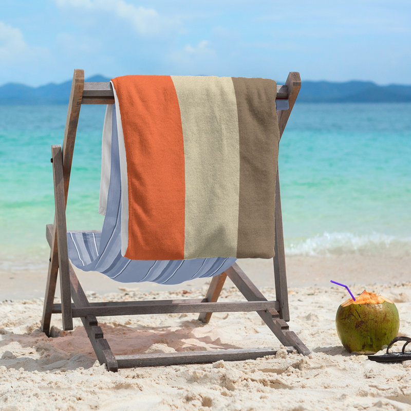 Beach Towel, Orange/Cream/Gold, Microfiber