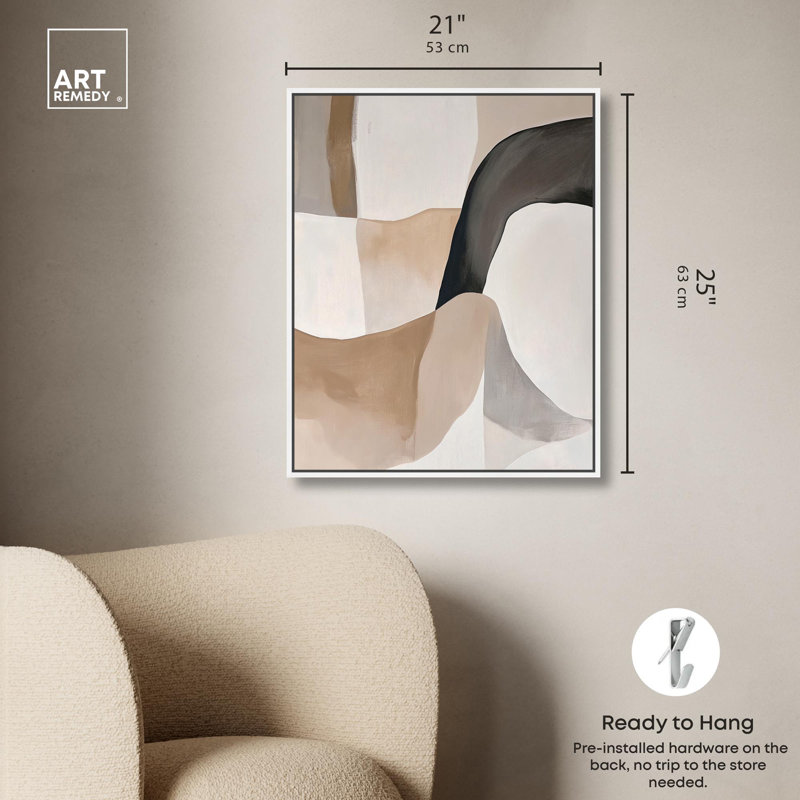 «Curvilinear Composition I» par Art Remedy, Cadre flottant, H 25 po x l 21 po, Gold