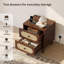 Bedside Tables Set of 2, Natural Hand‑Woven Rattan, Walnut