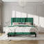 Base de lit pleine grandeur en velours vert émeraude - Tête de lit réglable (pour matelas de 10 à 12 po), capacité de 800 lb, sans bruit, assemblage facile