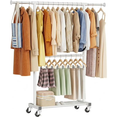 Porte-vêtements roulant 50 po, support à vêtements réglable en métal avec roulettes et roulettes