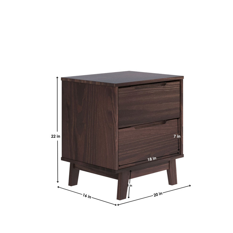 Jerred 2 - Drawer Solid Wood Nightstand