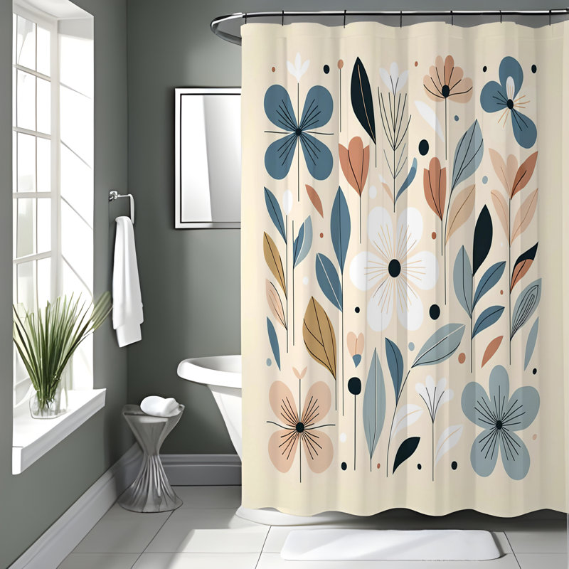 Rideau de douche à motif floral Kuyer, H 83 po x l 70 po