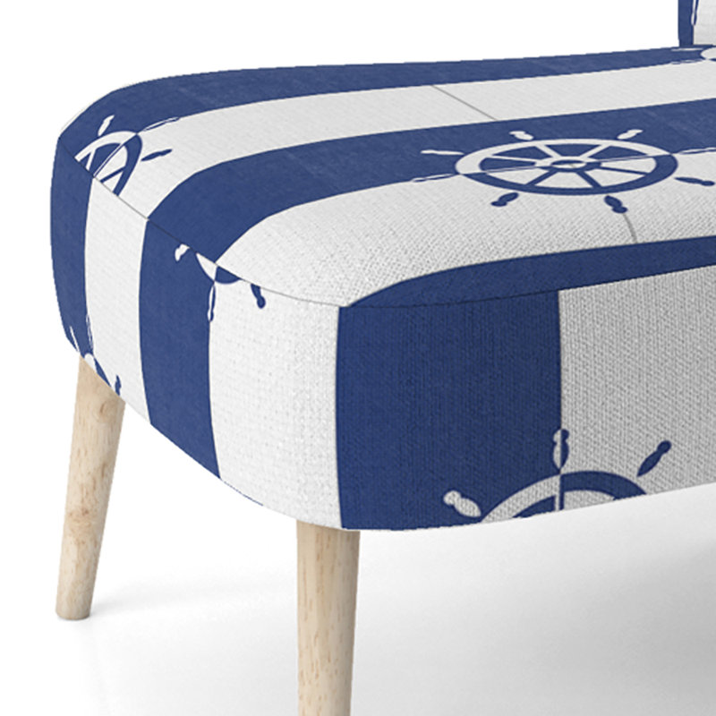 Chaise d'appoint décorative à motif en velours blanc et bleu